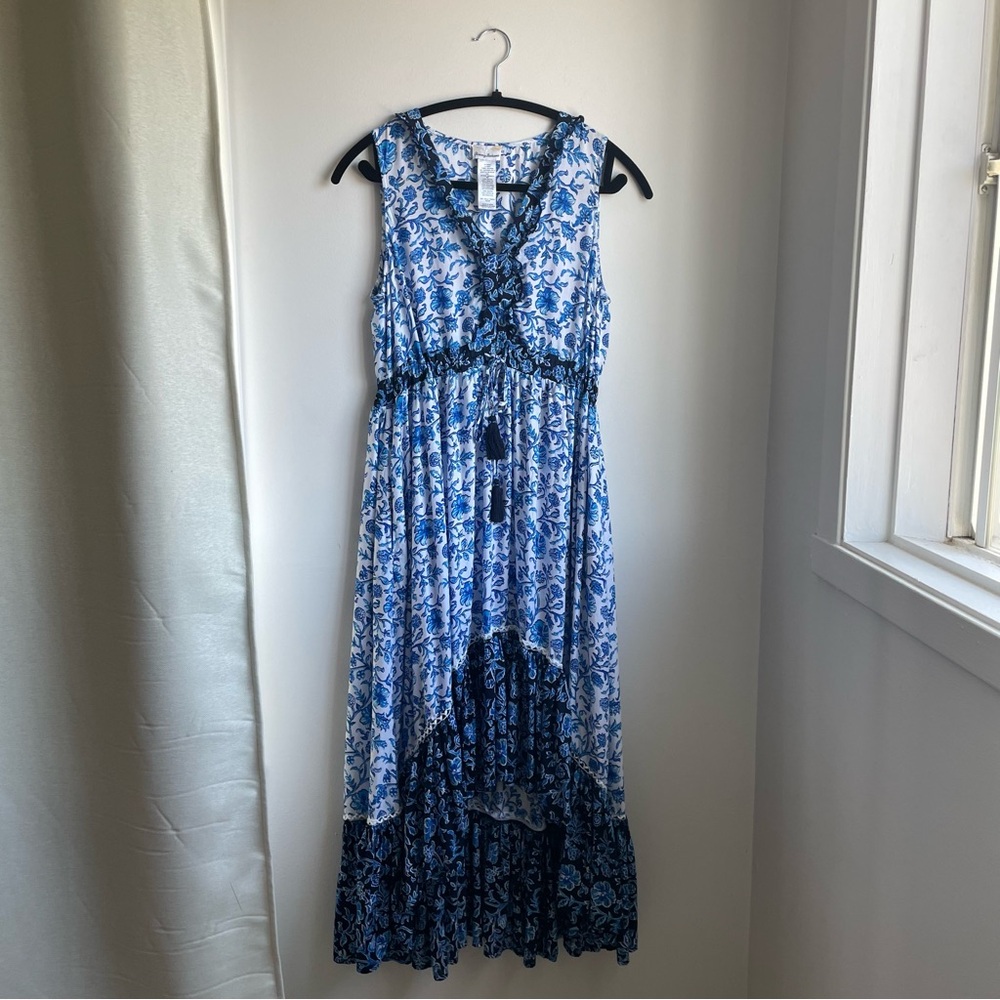 Maxi Dress-Ruffle Sleeveless High Low-Tommy Bahama-Size XS-Resort-Cruise Wear